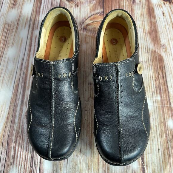 Clarks Unstructured Un Loop Womens Size 10 N Black Leather Shoes Loafers Flats - Picture 3 of 10